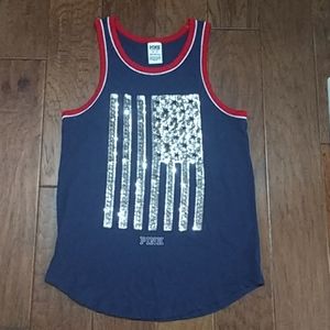 PINK Victoria's Secret Sequin Flag Tank